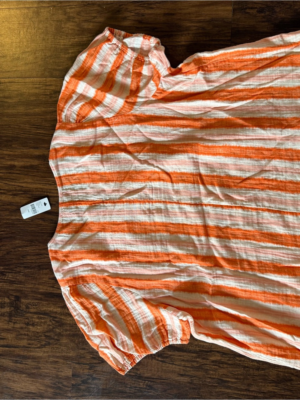 Lane Bryant, 18/20. NWT. Orange and White Striped Short Sleeve Peasant Top - Picture 4 of 4